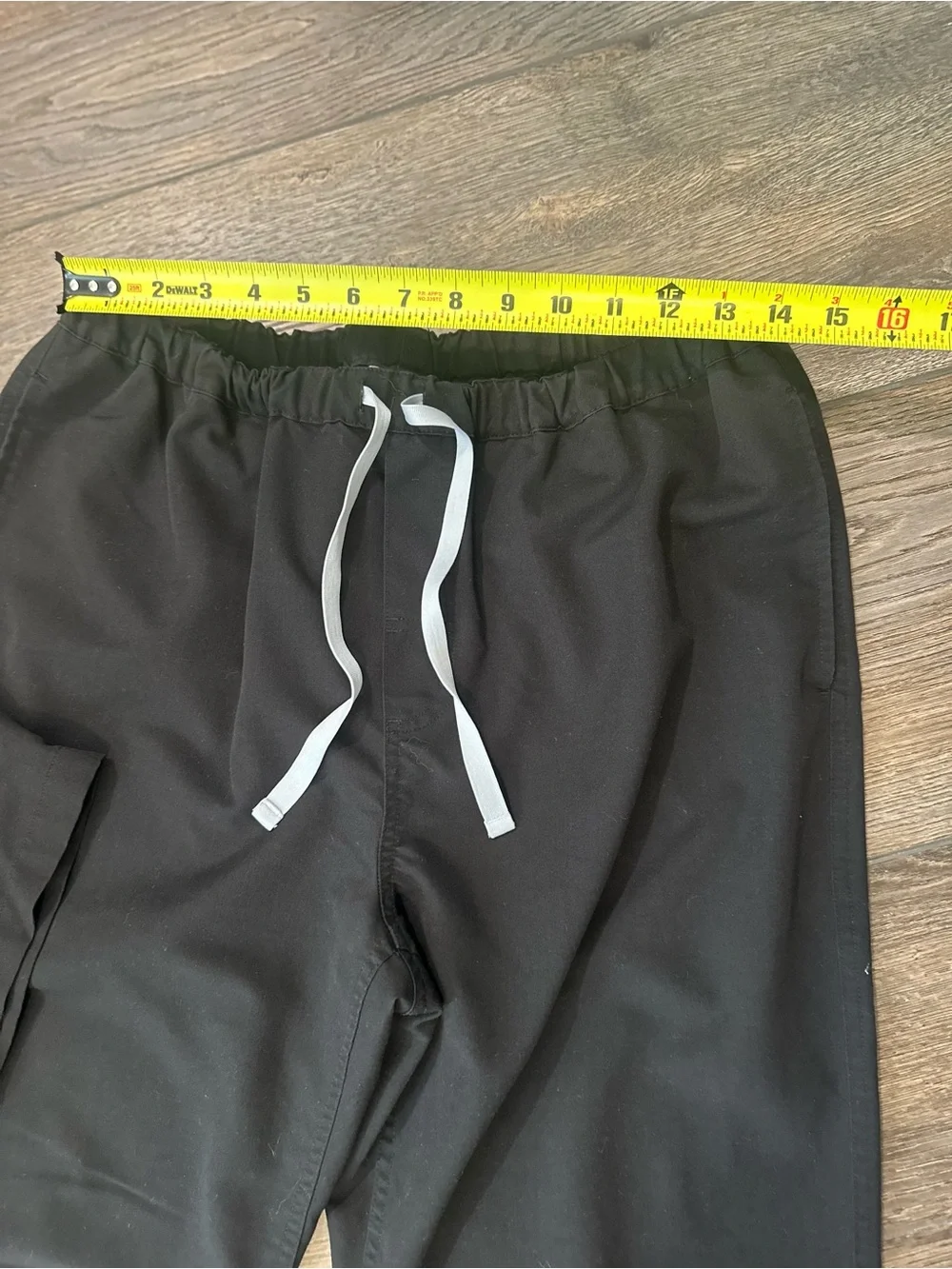Figs Men's Black Scrub Top and Pants with White Drawstring